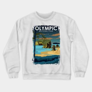 Olympic National Park National Park at Night Travel Poster Crewneck Sweatshirt